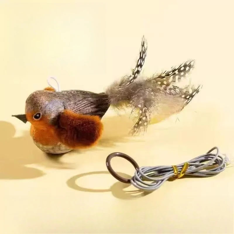 1Pc Cat Toy Simulation Chirping Bird Sound Wand. Self Play Interactive Toy for Kitten. Boredom Relief Durable Chew Teaser for Cats.