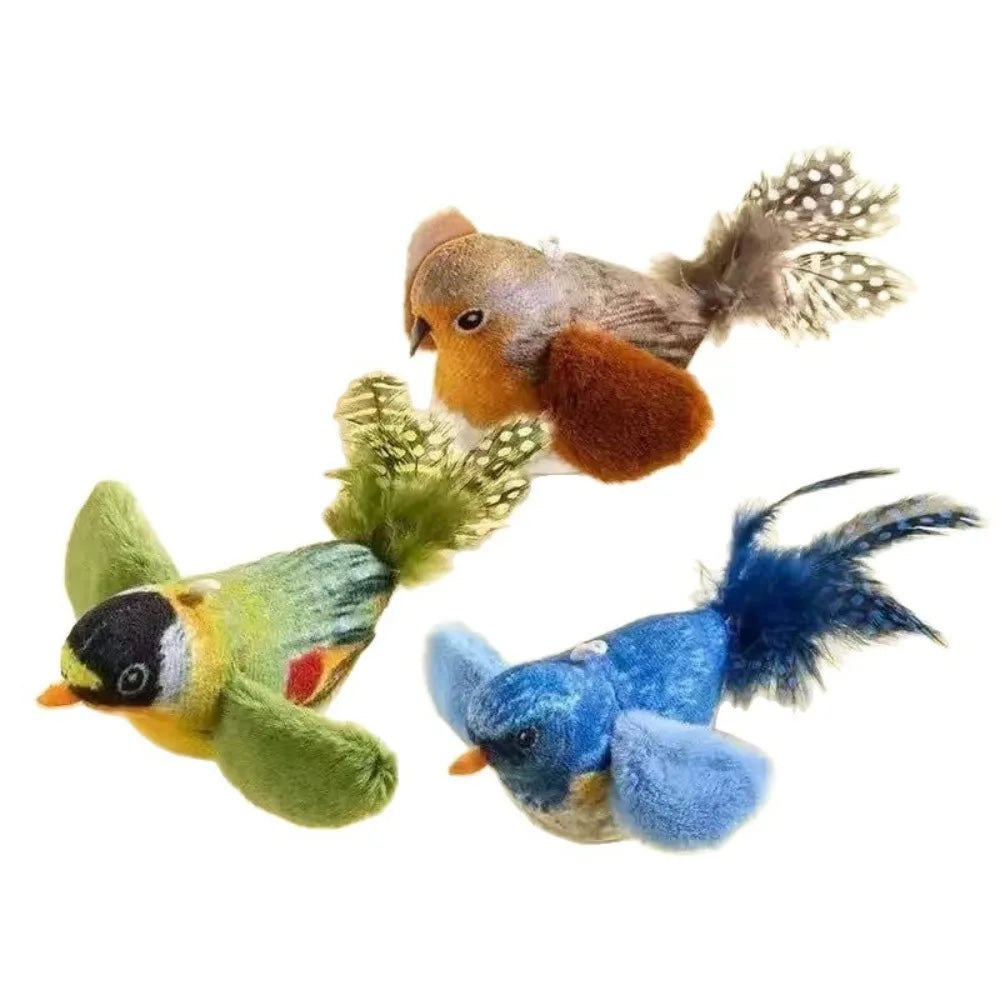 1Pc Cat Toy Simulation Chirping Bird Sound Wand. Self Play Interactive Toy for Kitten. Boredom Relief Durable Chew Teaser for Cats.