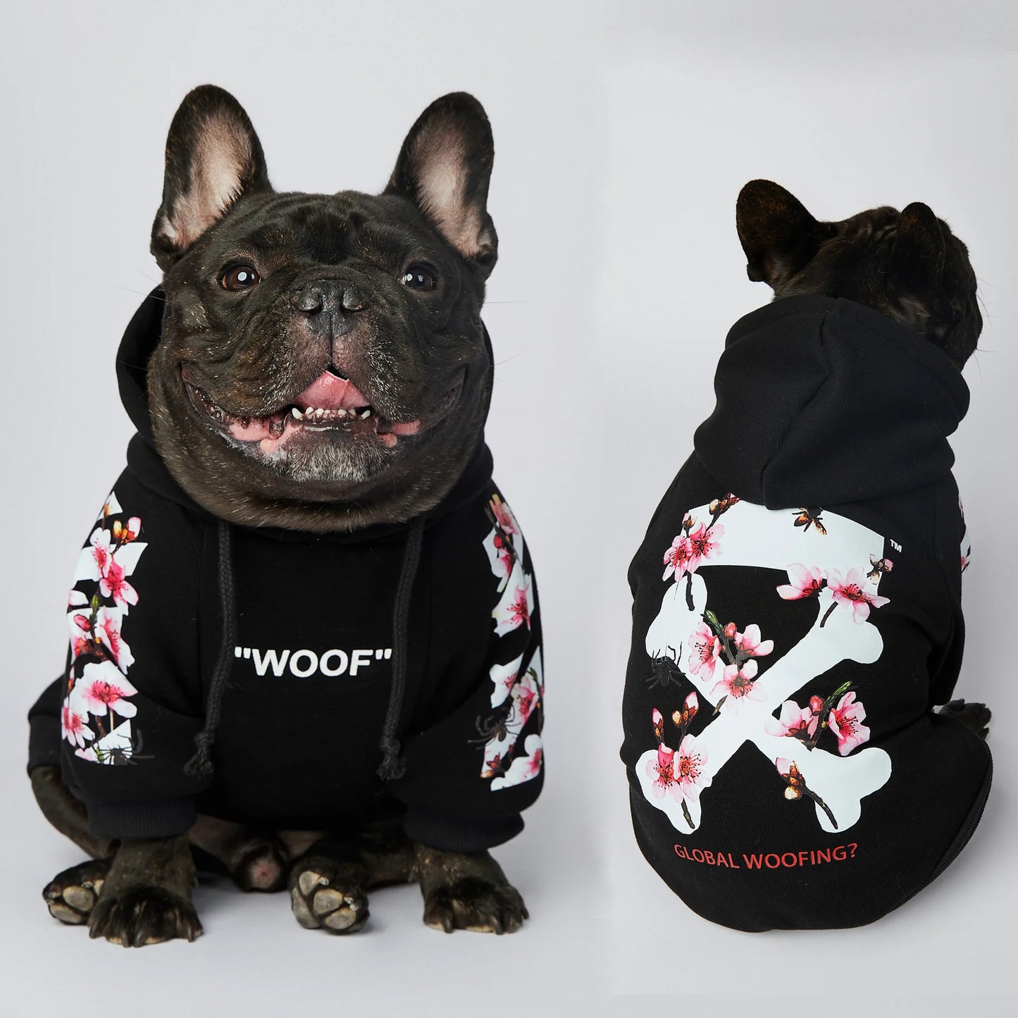 Woof Dog Hoodies M-3XL French Bull Dog Autumn Spring Clothing 2 Legged Warm Pet Outfit Sweaters