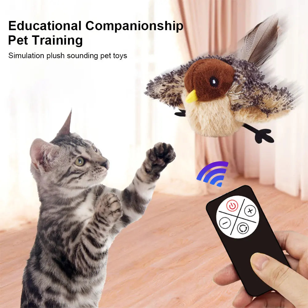 Interactive Cat Toys Flapping Bird Cat Toy Flying Wings Sparrow Catnip Toys Vivid Chirpi]ng Simulation Bird Interactive Cat Toy