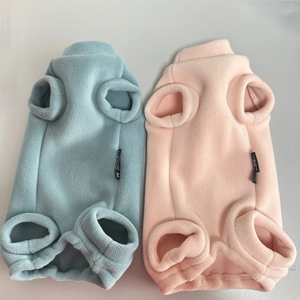 Warm 4-legged Short Sleeves Sweater for Sphynx Cat Winter Thick Fleece Pink Coat for Devon Rex Sweet Pajamas for Female Cat
